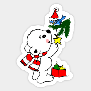 Christmas Polar Bear Cub Sticker